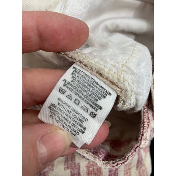 Free People Womans W29 Jeans Ikat Chevron Cream Red Pink Crop Skinny Low Rise Cr - Picture 6 of 8